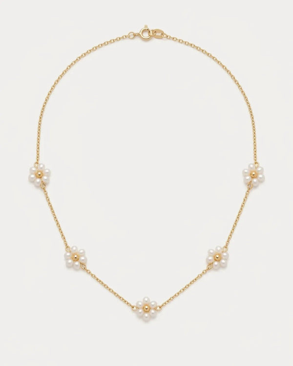 Evangeline Pearl Flower Necklace Bloom