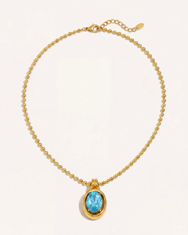 Celestine Oval Birthstone Necklace Radiance