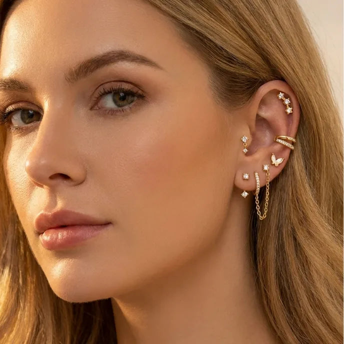 Solara Ear Stack Earring 5 Piece Set Sparkle