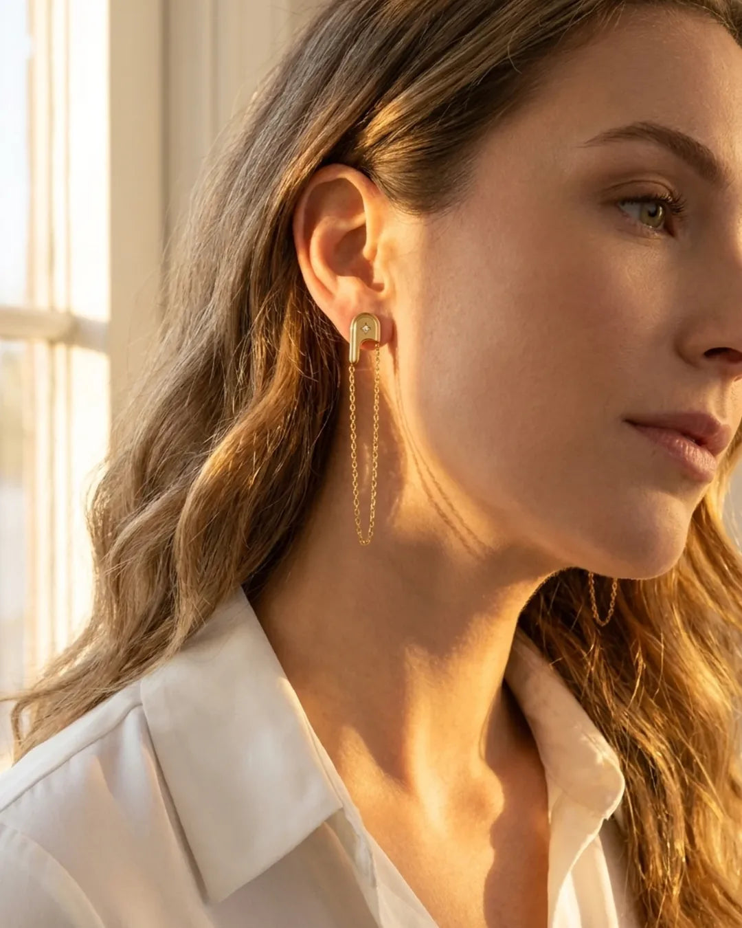 Vesper Safety Pin Chain Drop Earrings