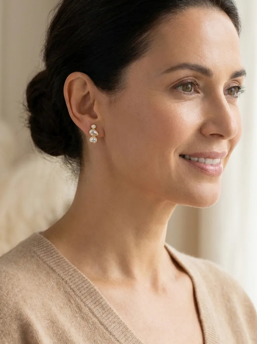 Élodie Triple Drop Stud Earrings Elegant