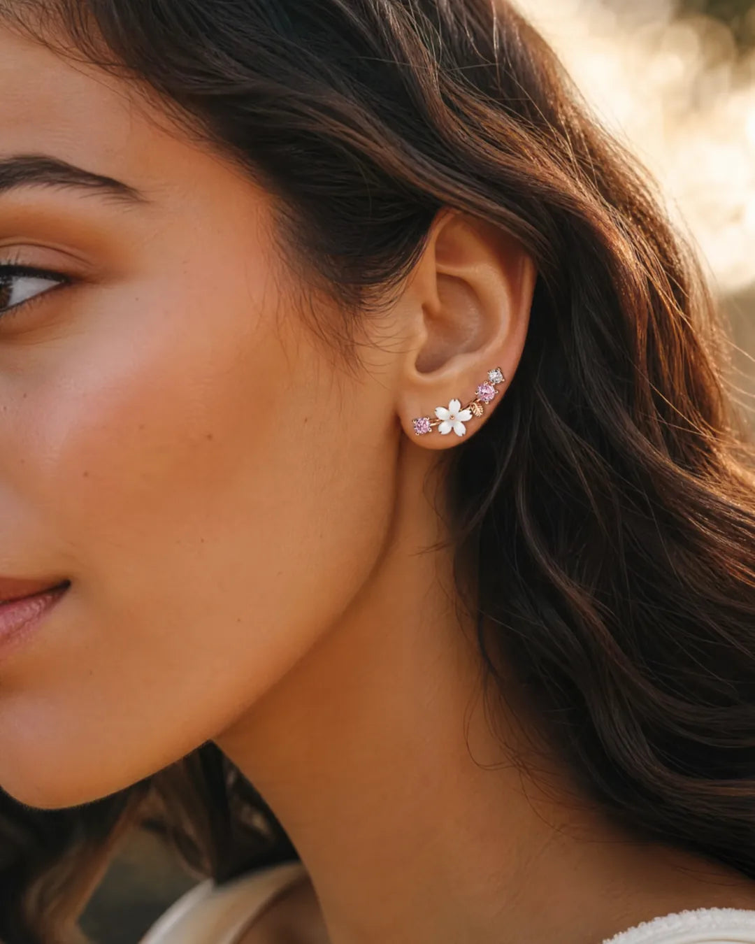 Elodie Floral Ear Climber Earrings Bloom