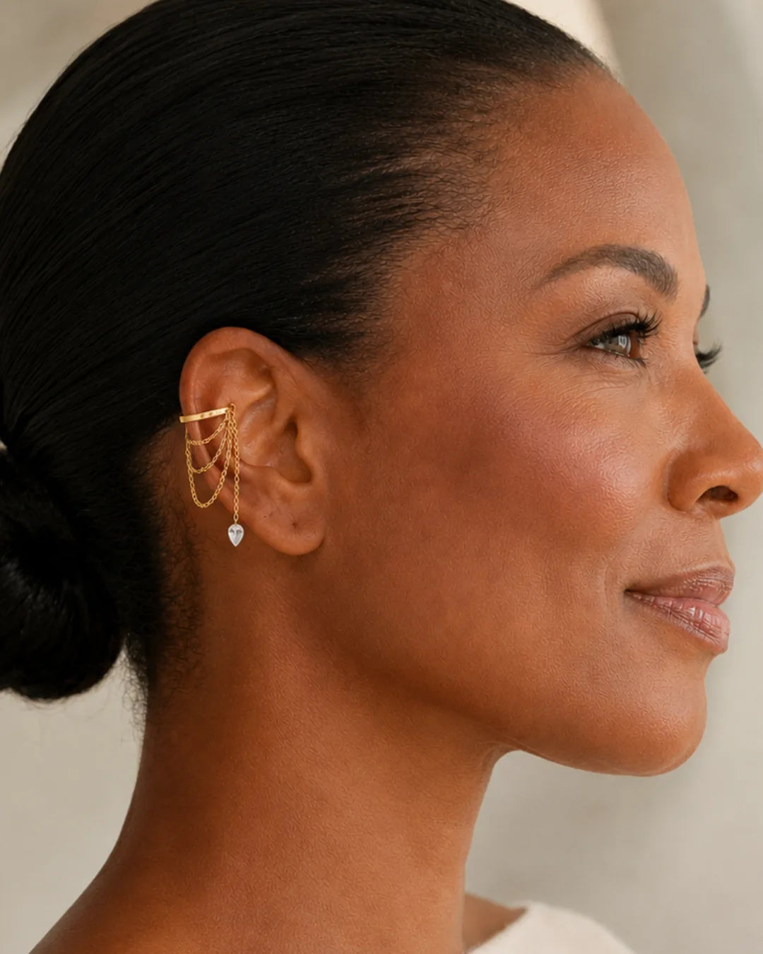 Solenne Crystal Drop Chain Ear Cuff