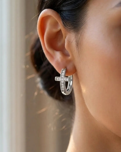 Adelaide Cross Hoop Earrings Faith