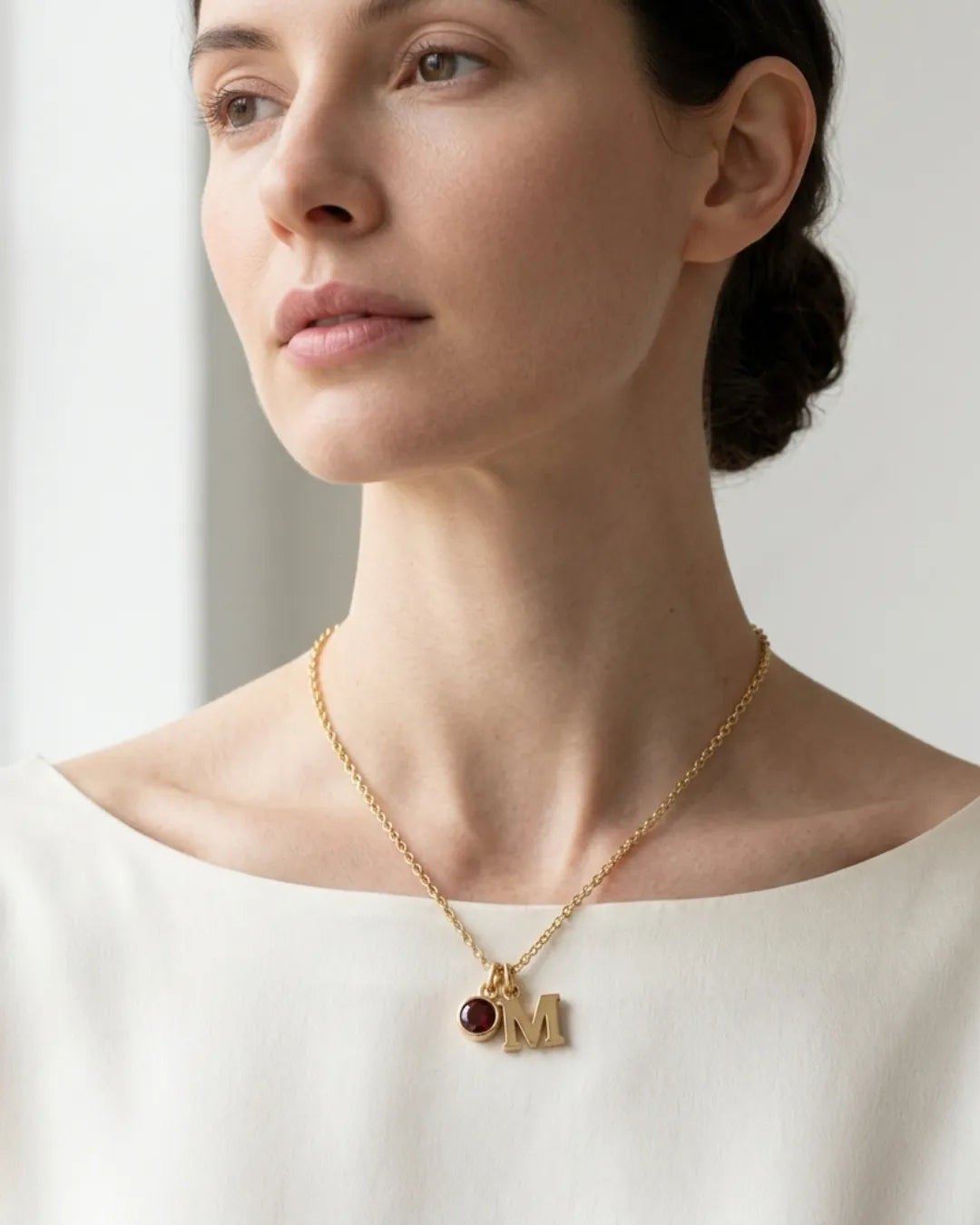 Isolde Initial Birthstone Necklace Signature