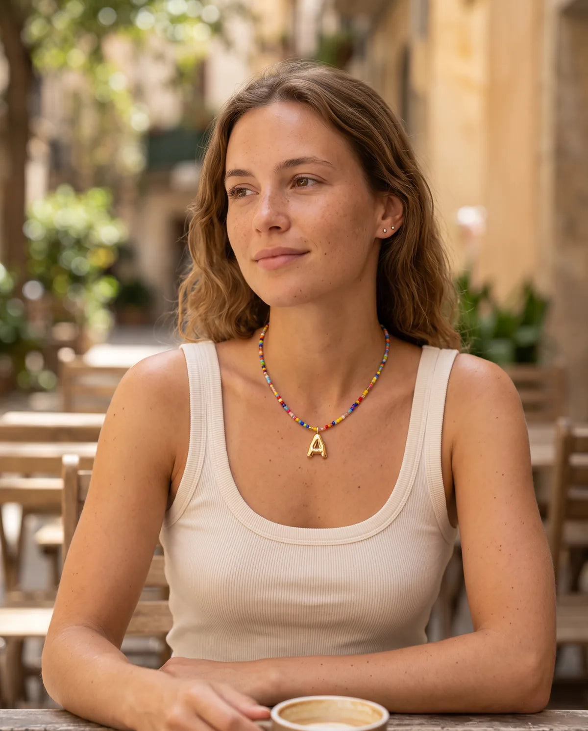 Vivienne Initial Beaded Necklace Joy