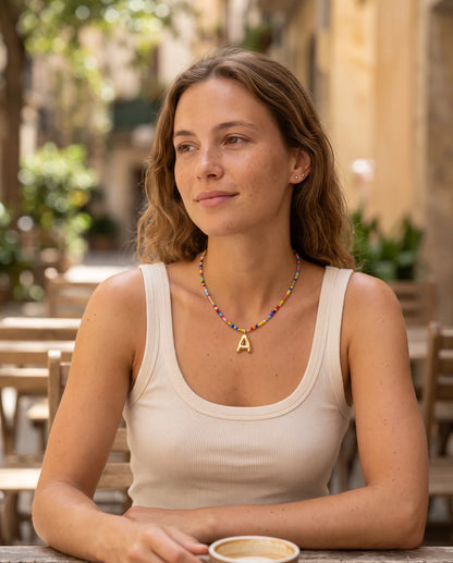 Vivienne Initial Beaded Necklace Joy