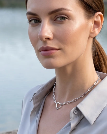 Seraphina Heart Paperclip Necklace Amour