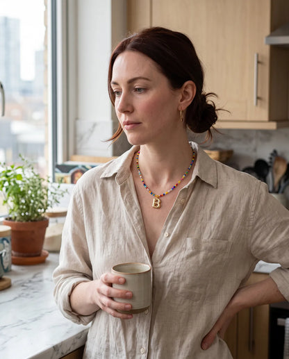 Vivienne Initial Beaded Necklace Joy