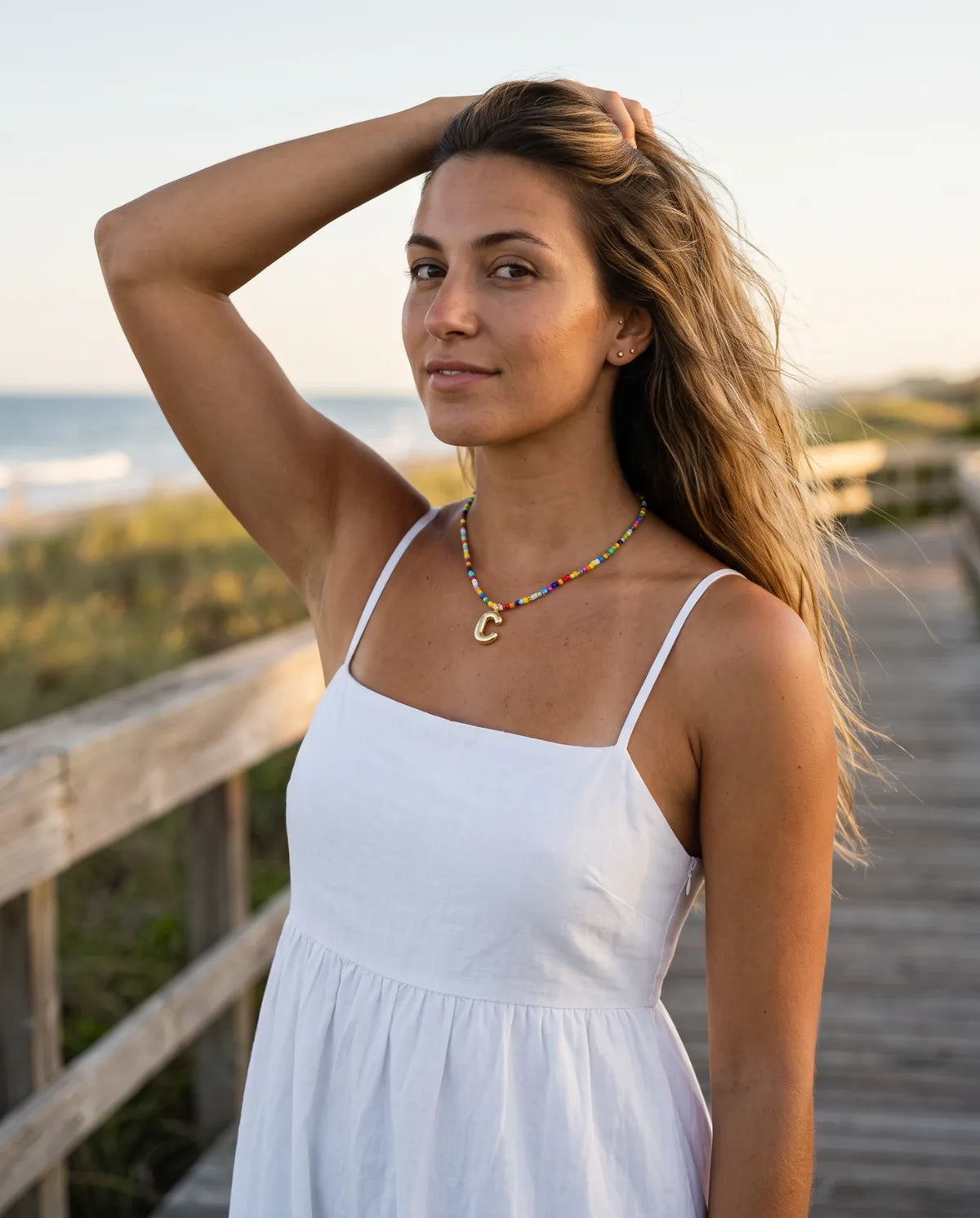 Vivienne Initial Beaded Necklace Joy