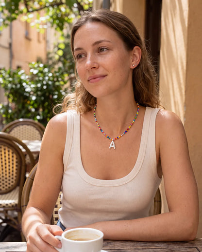 Vivienne Initial Beaded Necklace Joy