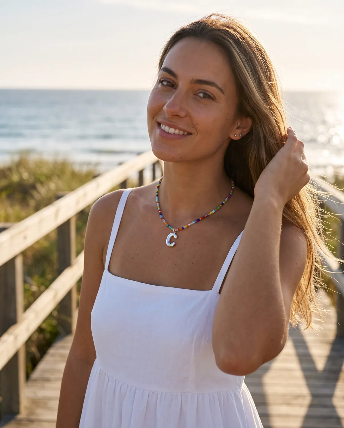 Vivienne Initial Beaded Necklace Joy