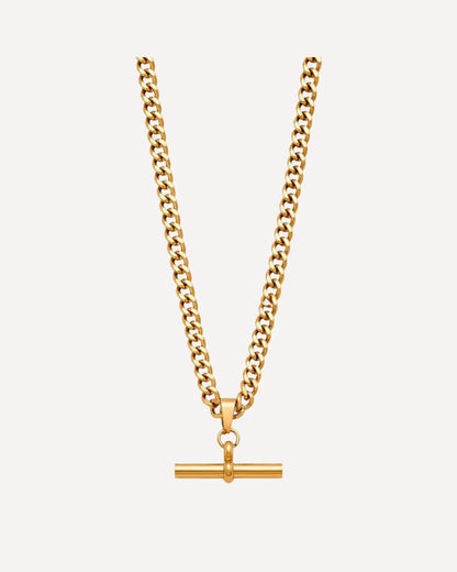 Harper Curb Chain Necklace with T-Bar Pendant