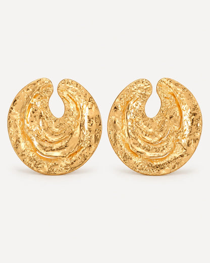 Orlena Textured Disc Statement Earrings Bold