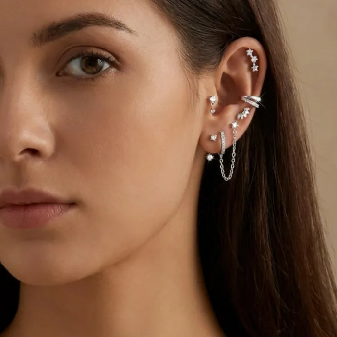 Arielle  Crystal  Ear Stack Earring 6 Piece Set
