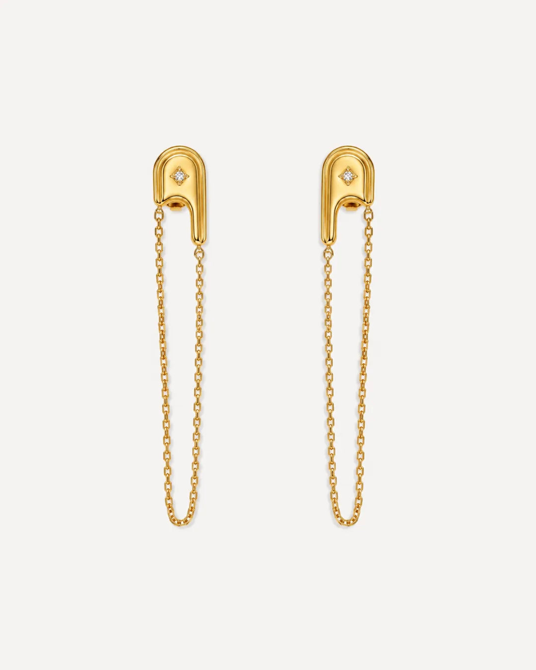 Vesper Safety Pin Chain Drop Earrings