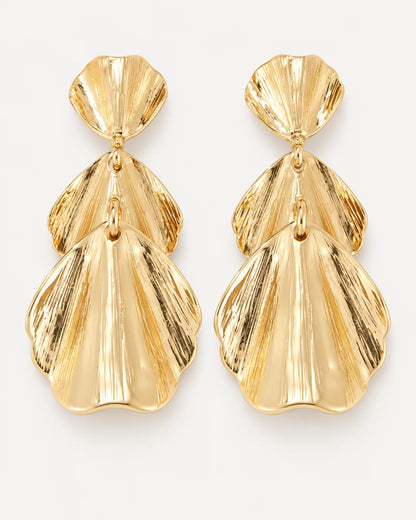 Fiora Cascading Leaf Flower Statement Earrings