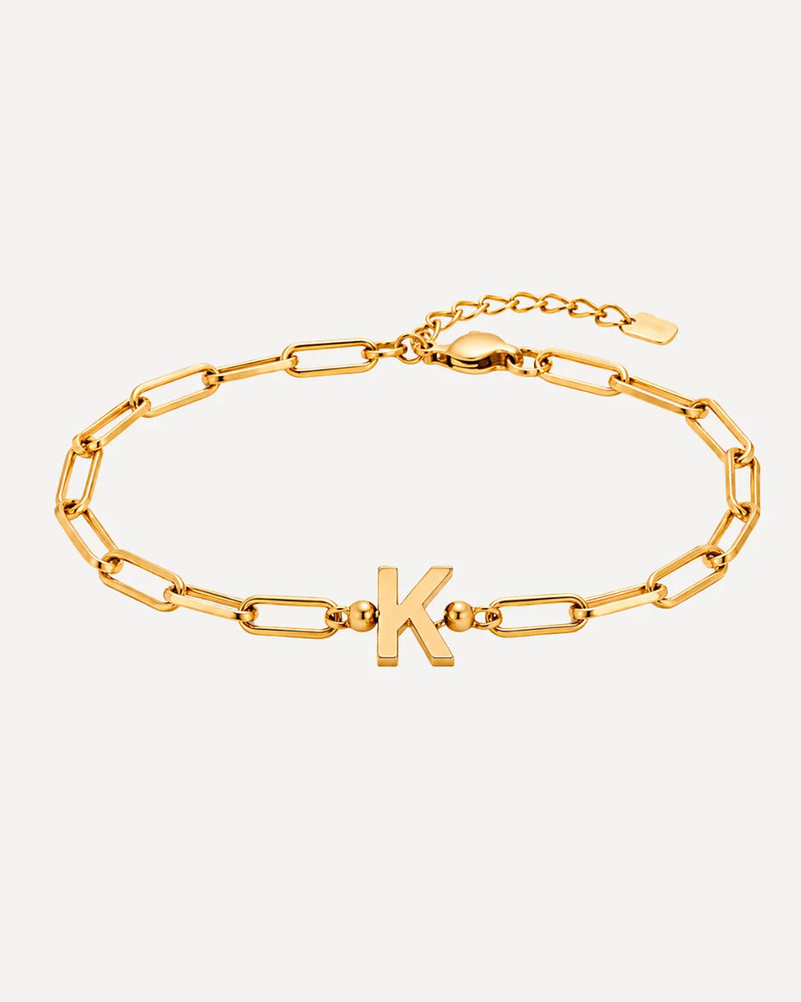 Olivia Paperclip Bracelet with Initial Charm