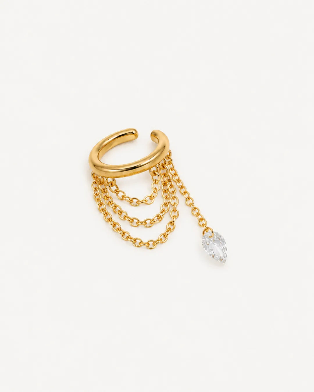 Solenne Crystal Drop Chain Ear Cuff