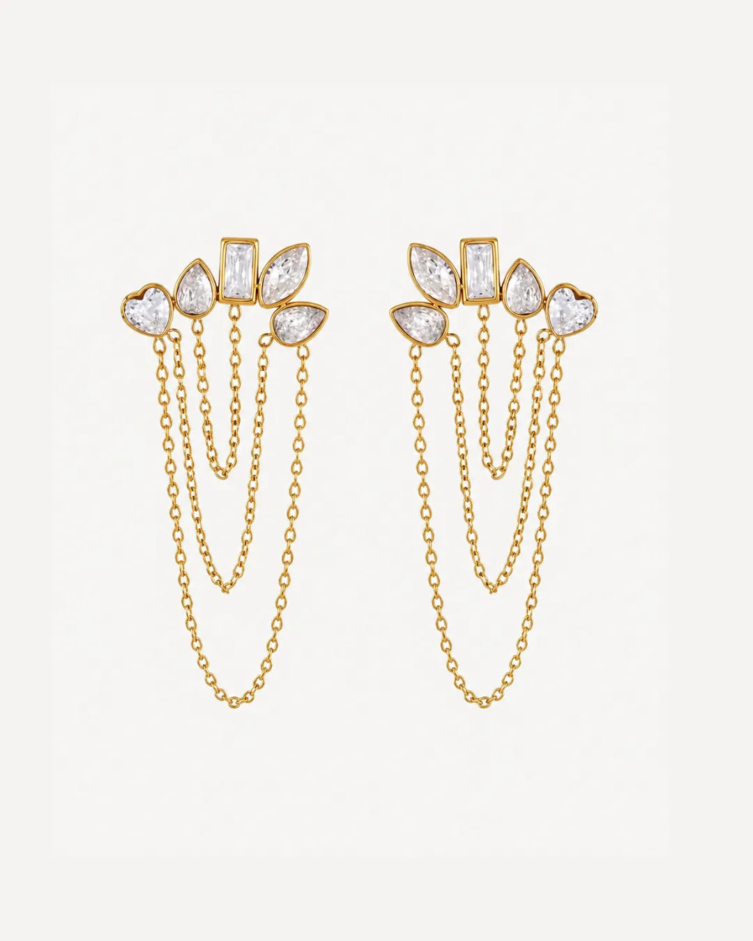 Vivienne Crystal Chain Stud Earrings