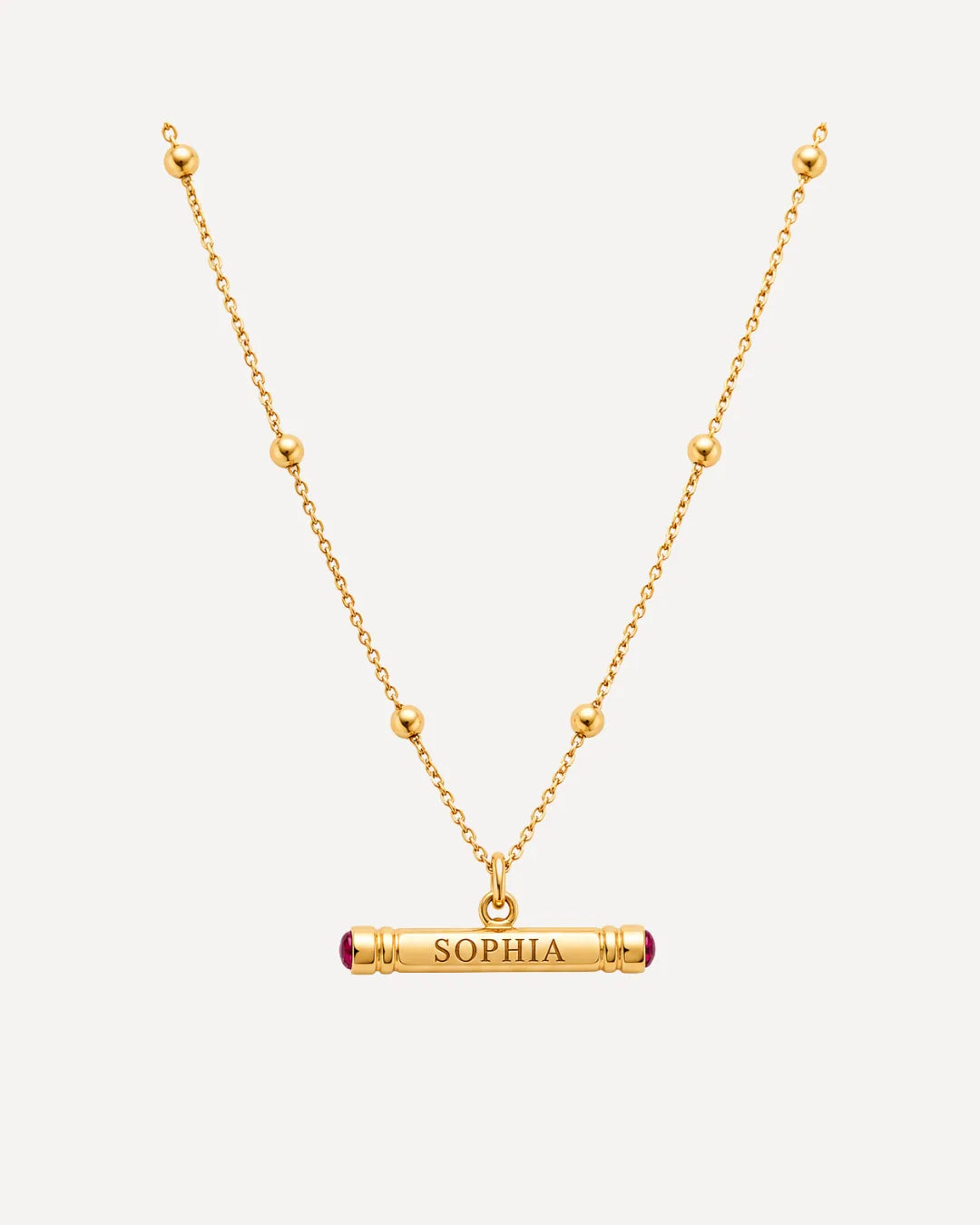 Sophia Engraved Bar Necklace with Birthstone