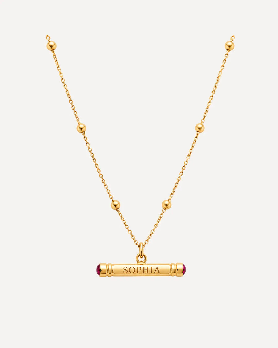 Sophia Engraved Bar Necklace with Birthstone