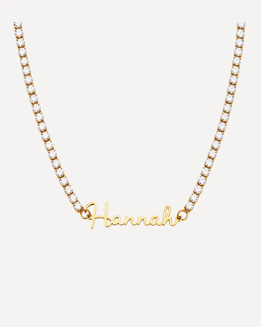 Women Tennis Necklace with Signature Name