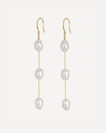 Seraphine Triple Pearl Drop Earrings Elegance