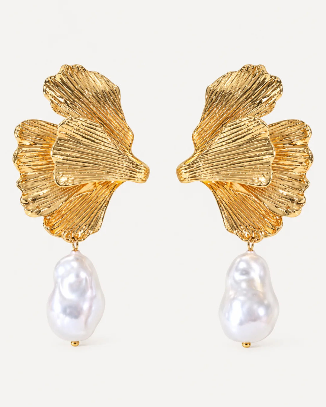 Giselle Sculptural Floral Pearl Drop Earrings Bloom