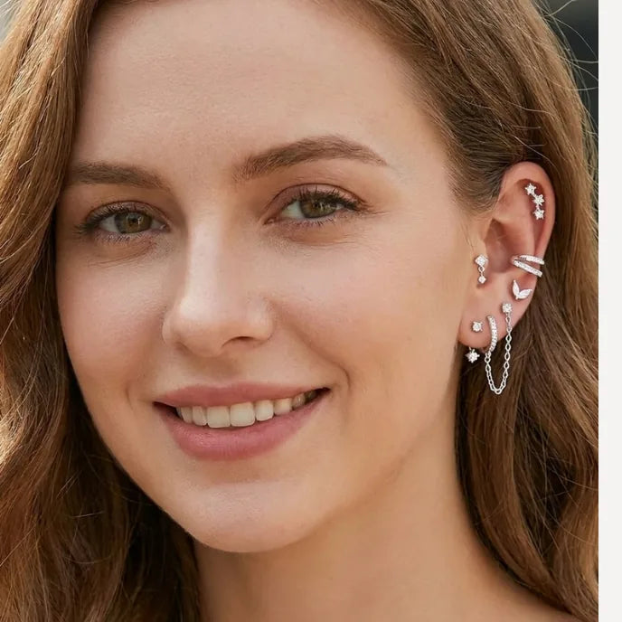 Solara Ear Stack Earring 5 Piece Set Sparkle