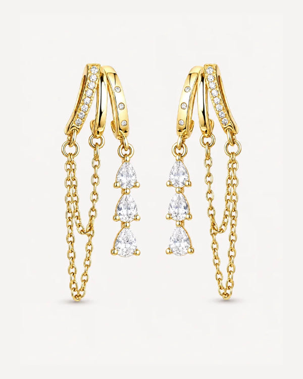 Elise Crystal Chain Illusion Earrings Luxe