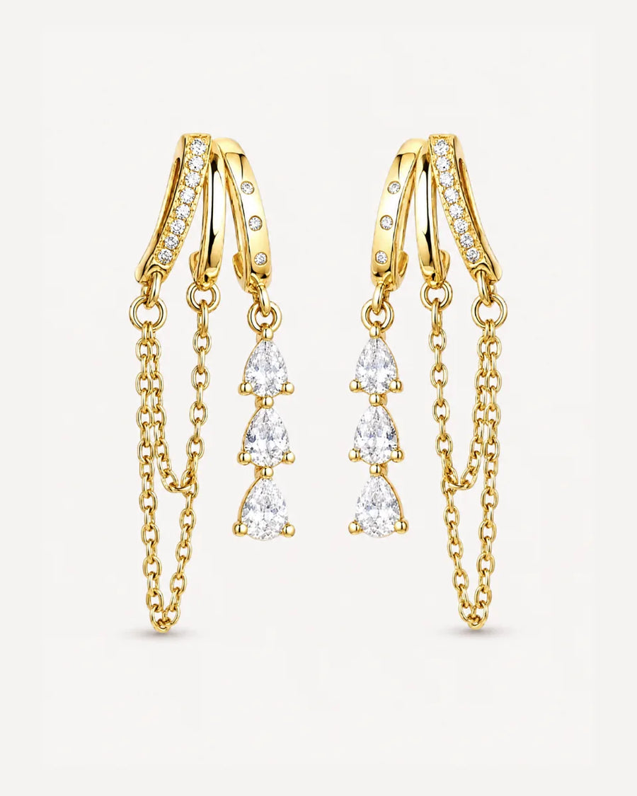Elise Crystal Chain Illusion Earrings Luxe