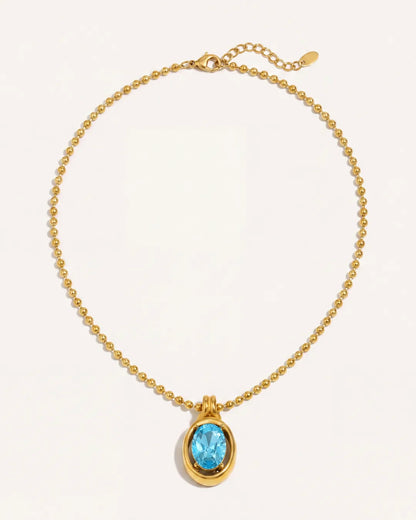 Celestine Oval Birthstone Necklace Radiance