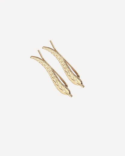 Magnolia Leaf Ear Climber Earrings