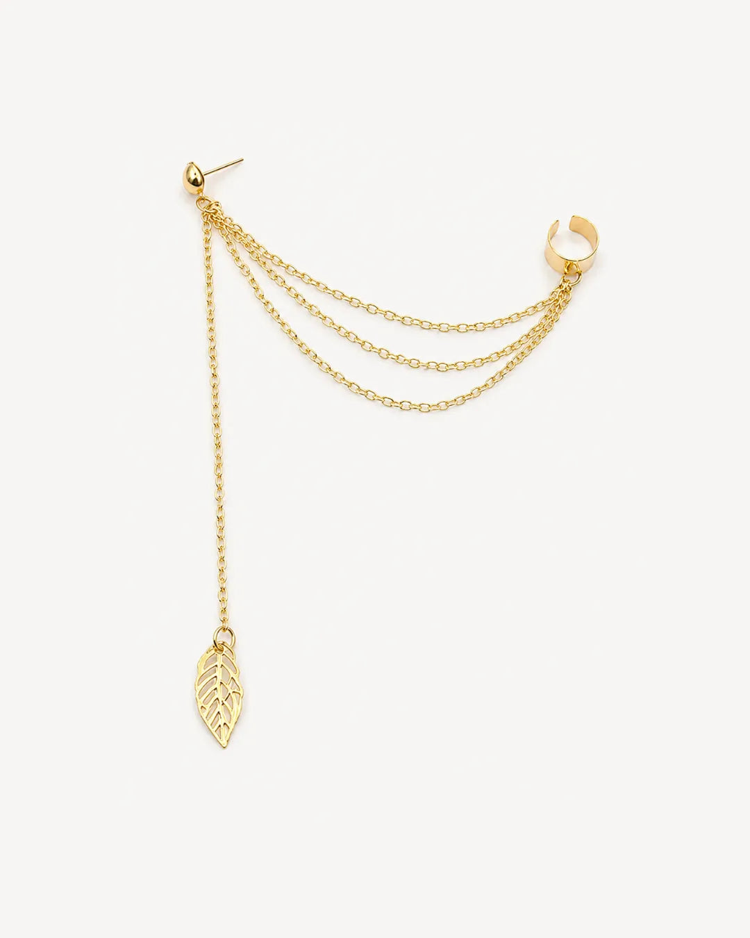 Avielle Leaf Drop Chain Ear Cuff (single ear)