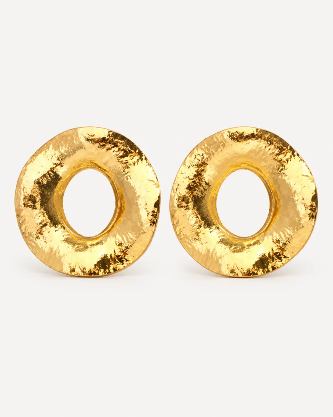 Aurelia Hammered Open Disc Statement Earrings Bold