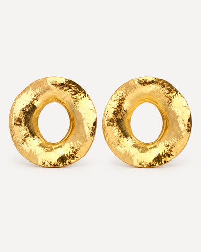 Aurelia Hammered Open Disc Statement Earrings Bold
