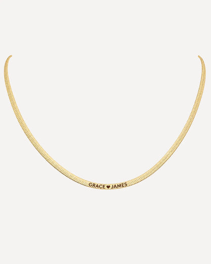 Sophia Herringbone Necklace with Engraved Names
