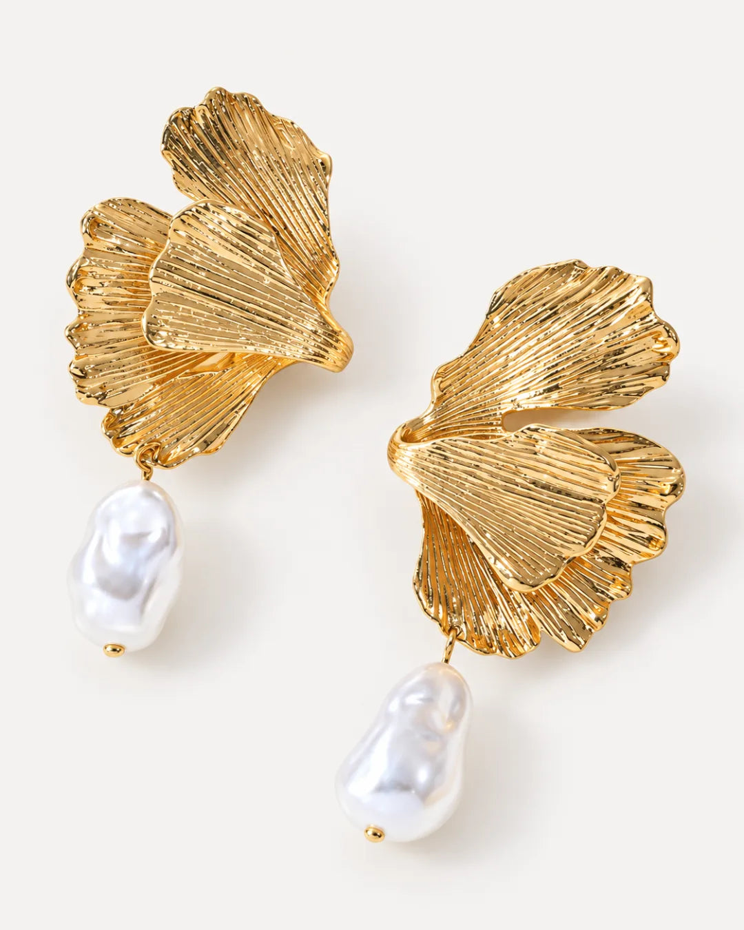 Giselle Sculptural Floral Pearl Drop Earrings Bloom