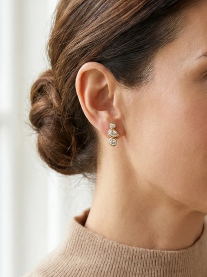 Élodie Triple Drop Stud Earrings Elegant