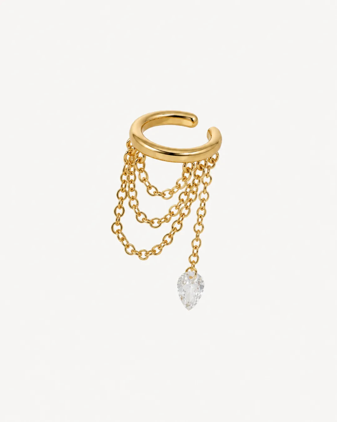 Solenne Crystal Drop Chain Ear Cuff
