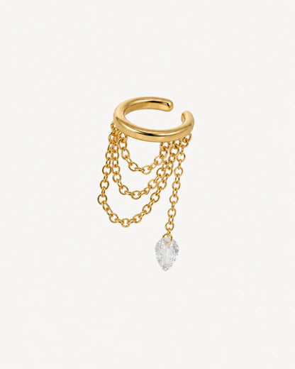 Solenne Crystal Drop Chain Ear Cuff