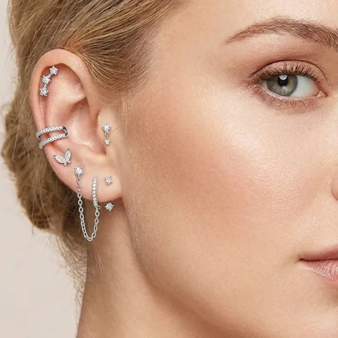 Solara Ear Stack Earring 5 Piece Set Sparkle