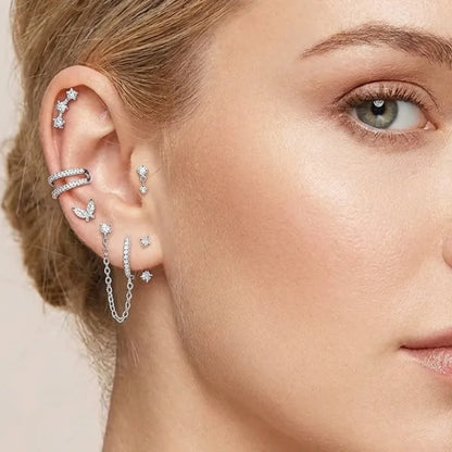 Solara Ear Stack Earring 5 Piece Set Sparkle