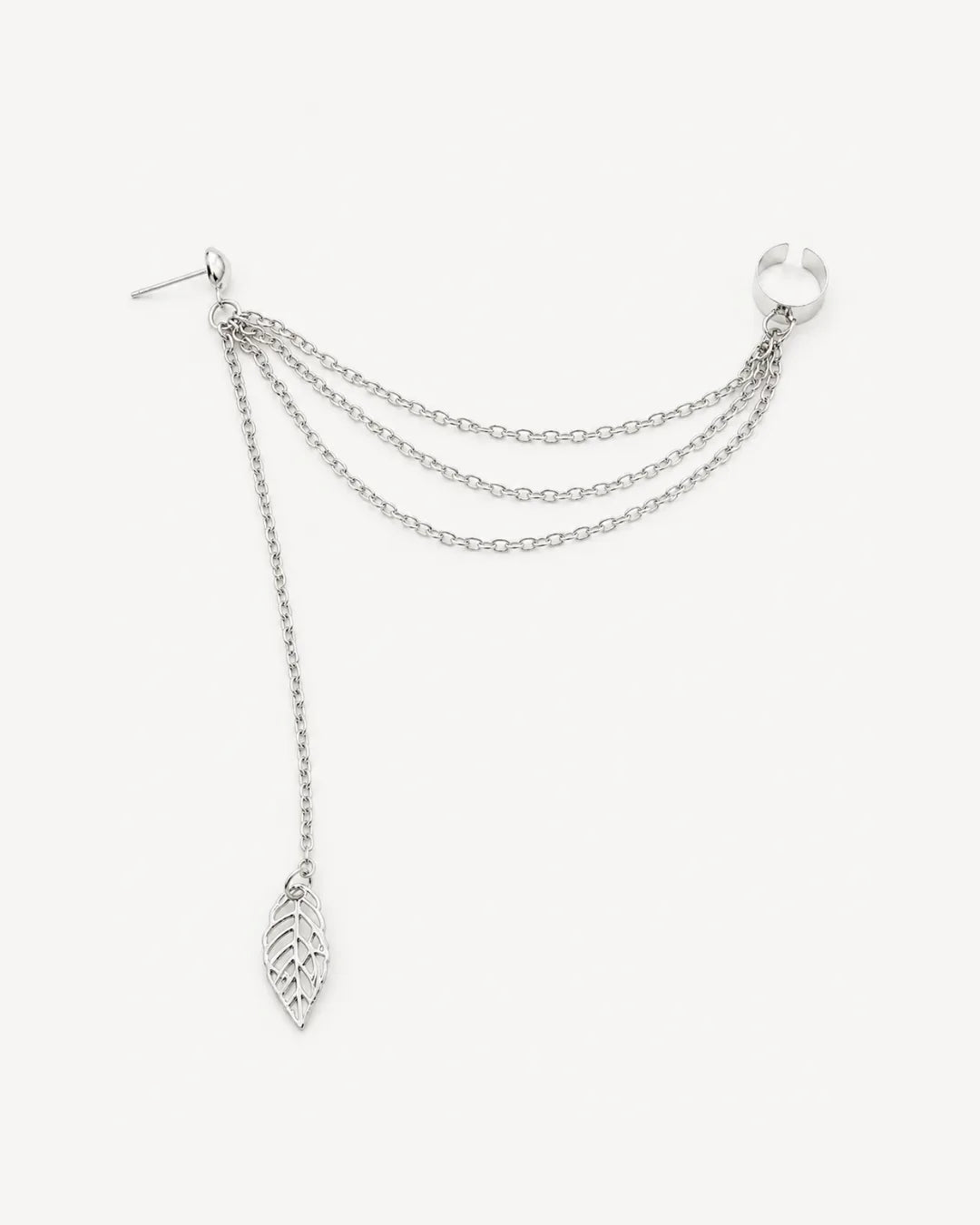 Avielle Leaf Drop Chain Ear Cuff (single ear)