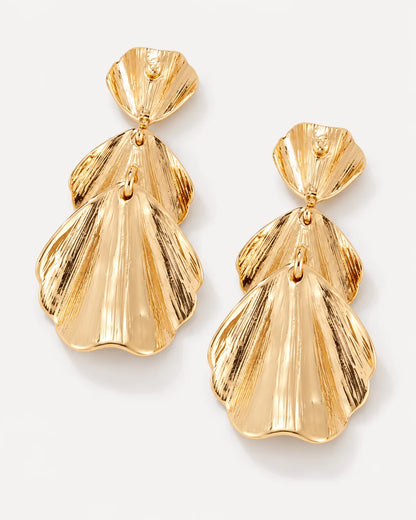 Fiora Cascading Leaf Flower Statement Earrings