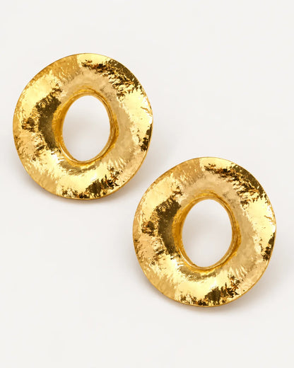 Aurelia Hammered Open Disc Statement Earrings Bold