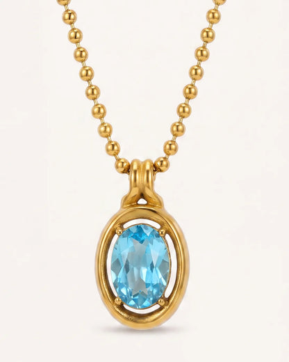 Celestine Oval Birthstone Necklace Radiance