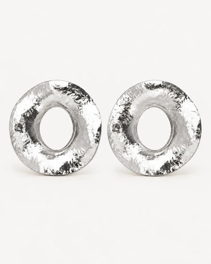 Aurelia Hammered Open Disc Statement Earrings Bold