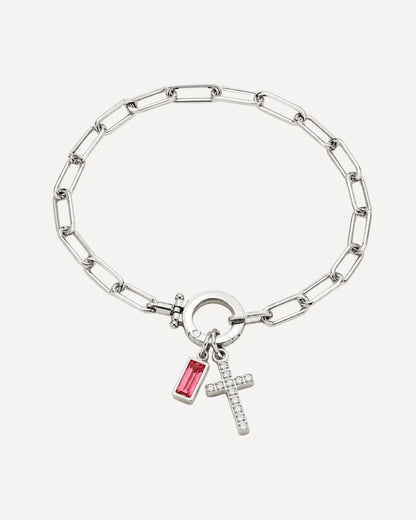 Grace Birthstone Bracelet with Cross Charm